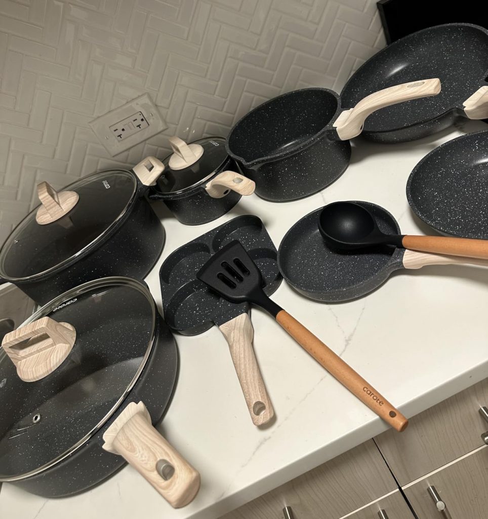 CAROTE 14Pcs Granite Pots & Pans Set
