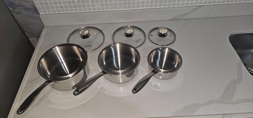 MICHELANGELO Stainless Steel 3pc Saucepan Set