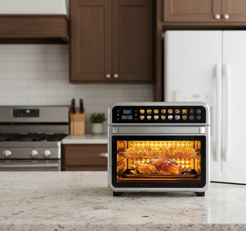 add a kitchen background on this image

