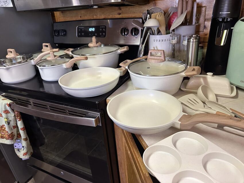 CAROTE 10PC White Granite Cookware