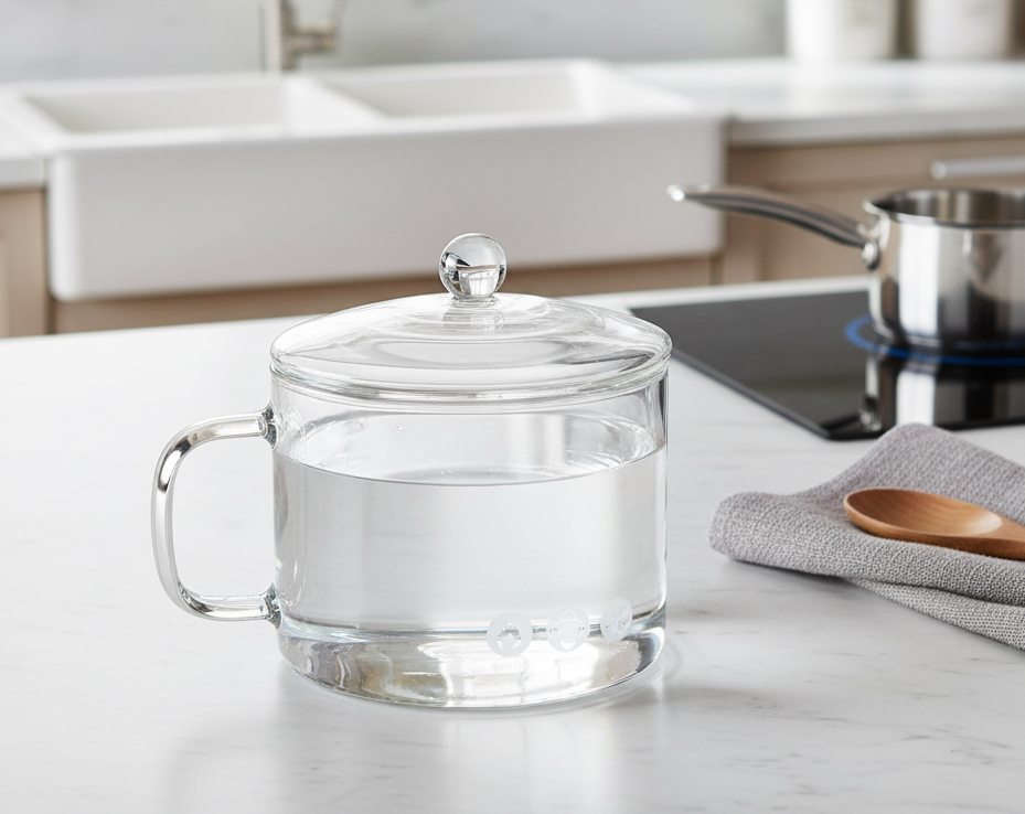 Glass Saucepan With Cover 1L 