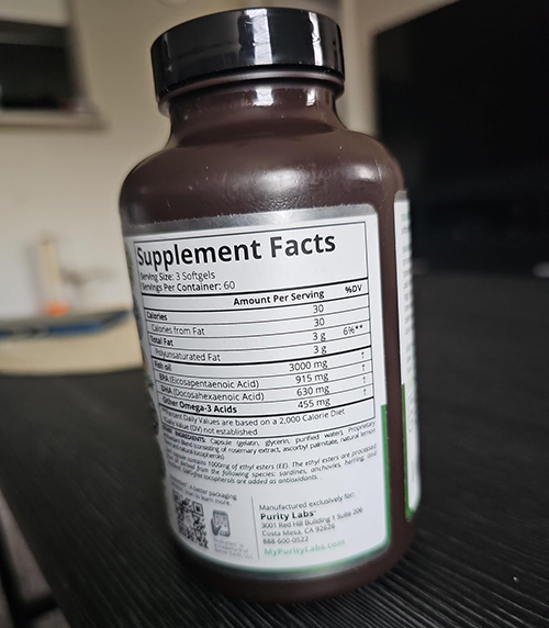 Purity Labs Omega 3 Fish Oil 3000mg