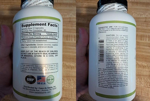 Casa de Sante Psyllium, Non GMO, Low FODMAP Fiber Supplement