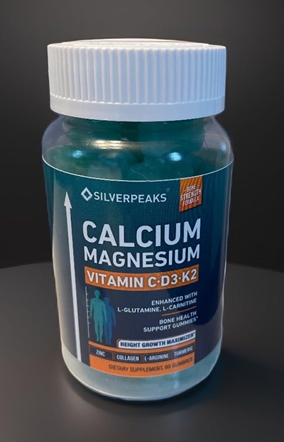 SILVERPEAKS Calcium Magnesium Gummies with Vitamin D3 K2, Vitamin C